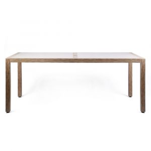 Armen Living - Sienna Outdoor Eucalyptus Dining Table with Grey Teak Finish and Super Stone Top - LCSIDIEUC