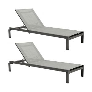 Armen Living - Solana Outdoor Dark Grey Aluminum Stacking Chaise Lounge Chair (Set of 2) - LCSLLOGR2PC