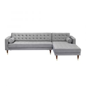 Armen Living - Somerset Gray Velvet Mid Century Modern Right Sectional Sofa - LCSMSEGRY
