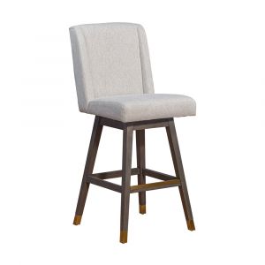 Armen Living  - Stancoste Swivel Bar Stool in Grey Oak Wood Finish with Taupe Fabric - 840254332102