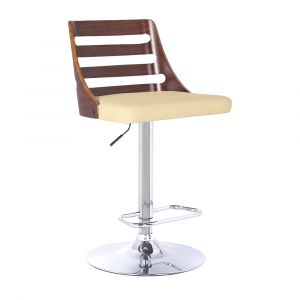 Armen Living - Storm Barstool in Chrome finish with Walnut wood and Cream Faux Leather - LCSTBAWACR