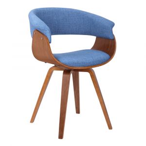 Armen Living - Summer Mid-Century Chair in Blue Fabric with Walnut Wood Finish - LCSUCHBLUE