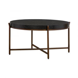 Armen Living - Sylvie Brushed Oak and Metal Round Coffee Table - LCSYCOBL