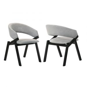 Armen Living - Talulah Gray Fabric and Black Veneer Dining Side Chairs (Set of 2) - LCTASIGRBL