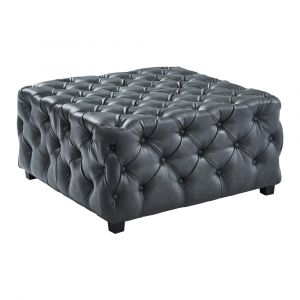 Armen Living - Taurus Contemporary Ottoman in Gray Faux Leather with Wood Legs - LCTSOTPUGR