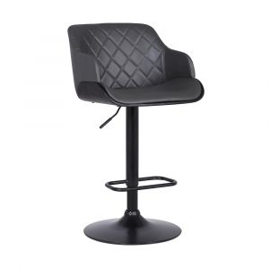 Armen Living - Toby Grey Faux Leather Adjustable Height Swivel Black Wood and Metal Bar Stool - LCTOSWBABLGR