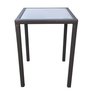 Armen Living - Tropez Outdoor Patio Wicker Bar Table with Black Glass Top - LCTRBTBE