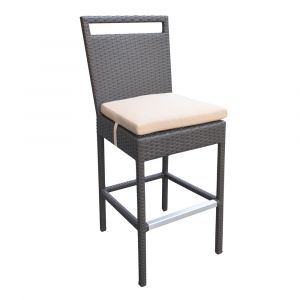 Armen Living - Tropez Outdoor Patio Wicker Barstool with Water Resistant Beige Fabric Cushions - LCTRBABE