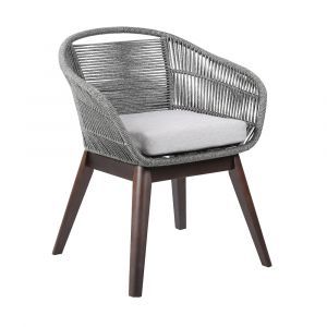 Armen Living - Tutti Frutti Indoor Outdoor Dining Chair in Dark Eucalyptus Wood with Latte Rope and Grey Cushions - LCTFSIGRY