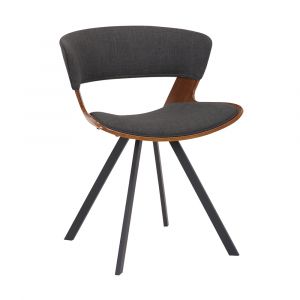 Armen Living - Ulric Wood and Metal Modern Dining Room Accent Chair in Charcoal Grey - LCULSIWACH