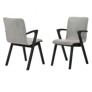 Armen Living - Varde Mid-Century Gray Upholstered Dining Chairs in Black Finish (Set of 2) - LCVRSIGRBL