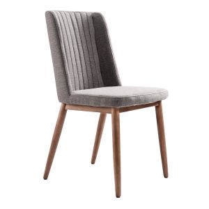 Armen Living - Wade Mid-Century Dining Chair in Walnut Finish and Gray Fabric (Set of 2) - LCWDSIGR
