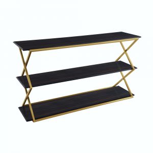 Armen Living - Westlake 3-Tier Dark Brown Console Table with Brushed Gold Legs - LCWLCNBRGLD