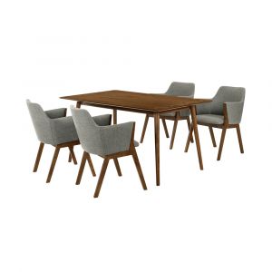 Armen Living - Westmont and Renzo Charcoal and Walnut 5 Piece Dining Set - SETWEDI5REWACH