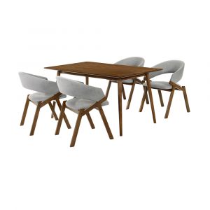 Armen Living - Westmont and Talulah Grey and Walnut 5 Piece Dining Set - SETWEDI5TAGRWA
