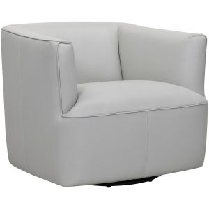 Armen Living - Whitney Swivel Dove Gray Genuine Leather Barrel Chair - LCWHCHDV