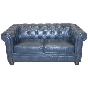 Armen Living - Winston Antique Blue Bonded Leather Loveseat - LC10602ATBL