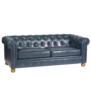 Armen Living - Winston Antique Blue Bonded Leather Sofa - LC10603ATBL