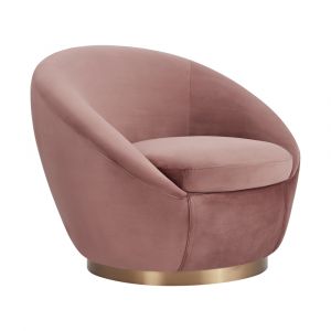 Armen Living - Yves Blush Velvet Swivel Accent Chair with Gold Base - LCYVCHBLUSH