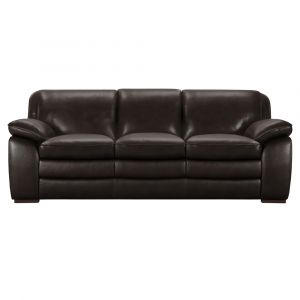 Armen Living - Zanna Contemporary Sofa in Genuine Dark Brown Leather with Brown Wood Legs - LCZA3BR