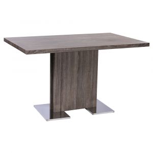 Armen Living - Zenith Contemporary Dining Table with Brushed Stainless Steel Base and Gray Walnut Veneer Finish - LCZEDIGRTO
