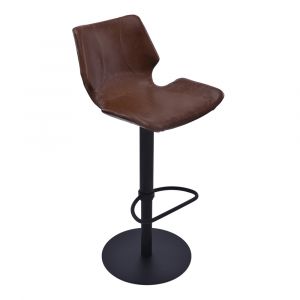 Armen Living - Zuma Adjustable Swivel Metal Barstool in Vintage Coffee Faux Leather and Black Metal Finish - LCZUBAVCBL