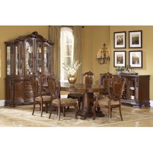 A.R.T. Furniture - Old World 8PC Dining Pedestal Table Set with China Cabinet - 143221-2606K8