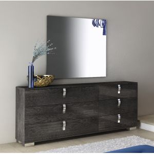 Athome USA - Sarah 6/Drawer Double Dresser and Mirror in Grey Birch Lacquer Finish - SABGRCM01_SABGRSP01