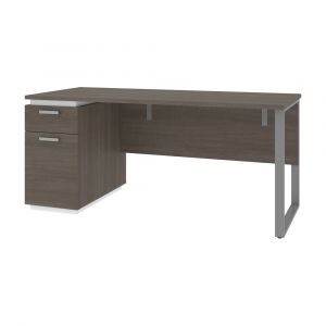 Bestar - Aquarius 66W Desk with Single Pedestal in Bark Grey & White - 114400-000047