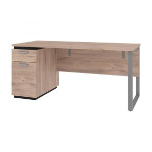 Bestar - Aquarius 66W Desk with Single Pedestal in Rustic Brown & Graphite - 114400-000009