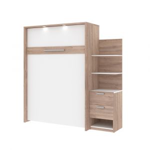 Bestar - Cielo Full Murphy Bed with Floating Shelves (79W) in Rustic Brown & White - 80897-000009