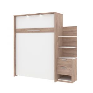 Bestar - Cielo Queen Murphy Bed with Floating Shelves (85W) in Rustic Brown & White - 80887-000009