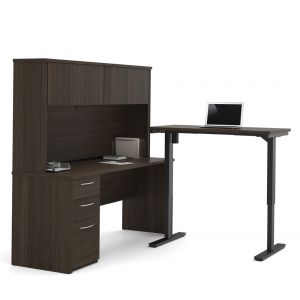 Bestar - Embassy 72W 2-Piece Set Including A Standing Desk and A Desk with Hutch in Dark Chocolate - 60886-79