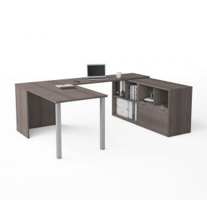 Bestar - I3 Plus 61W U-Shaped Executive Desk in Bark Grey - 160862-47