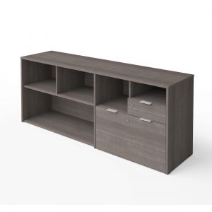 Bestar - I3 Plus 72W Credenza with 2 Drawers in Bark Grey - 160610-1147