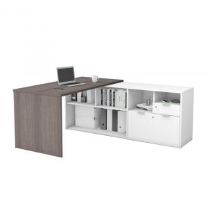 Bestar - I3 Plus 72W L-Shaped Desk in Bark Grey & White - 160850-4717