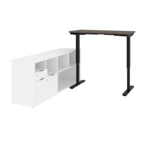 Bestar - I3 Plus 72W L-Shaped Standing Desk in Bark Grey & White - 160885-4717