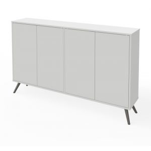 Bestar - Krom 60W Narrow Storage Cabinet with Metal Legs in White - 17164-1117