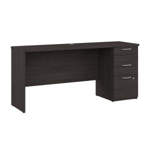 Bestar - Logan 65W Computer Desk with Drawers in Charcoal Maple - 146612-000140