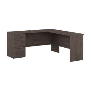 Bestar - Logan 65W L Shaped Desk with Drawers in Medium Gray Maple - 146852-000141