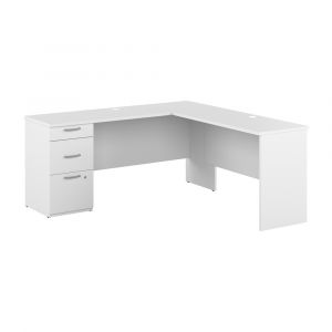 Bestar - Logan 65W L Shaped Desk with Drawers in Pure White - 146852-000072