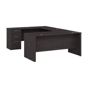 Bestar - Logan 65W U Shaped Desk in Charcoal Maple - 146856-000140