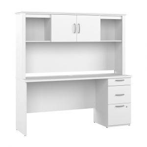 Bestar - Logan 67W 65W Computer Desk with Hutch in Pure White - 146850-000072