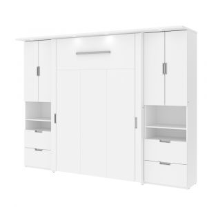 Bestar - Lumina 106W Full Murphy Bed and 2 Shelving Units with Drawers (107W) in White - 85899-17