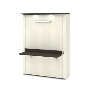 Bestar - Lumina 60W 59W Full Murphy Bed with Desk in White Chocolate - 85183-31
