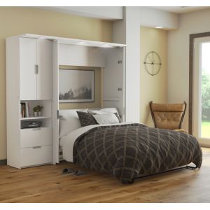 Bestar - Lumina Full Murphy Bed with Storage Cabinet (82W) in White - 85898-17