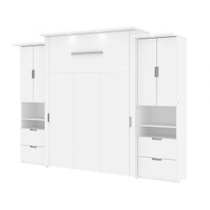 Bestar - Lumina Queen Murphy Bed and 2 Storage Cabinets (113W) in White - 85889-17