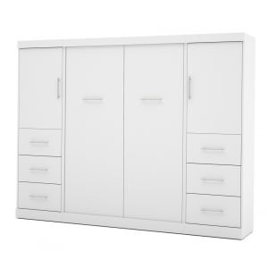 Bestar - Nebula Full Murphy Bed and 2 Storage Units with Drawers (109W) in White - 25894-17