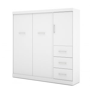 Bestar - Nebula Full Murphy Bed and Storage Unit with Drawers (84W) in White - 25892-17