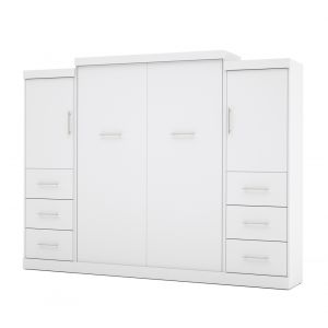 Bestar - Nebula Queen Murphy Bed and 2 Storage Units with Drawers (115W) in White - 25884-17